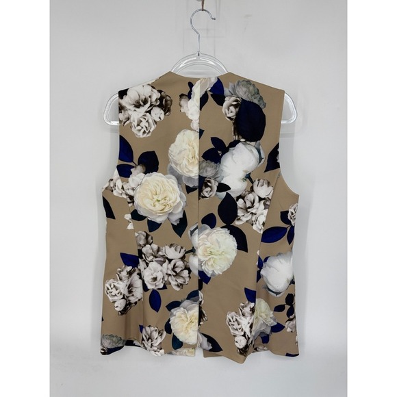 NWT Nine West Mykonos Waistcoat Vest Womens 10 Beige Floral Polyester Sleeveless - Picture 4 of 8